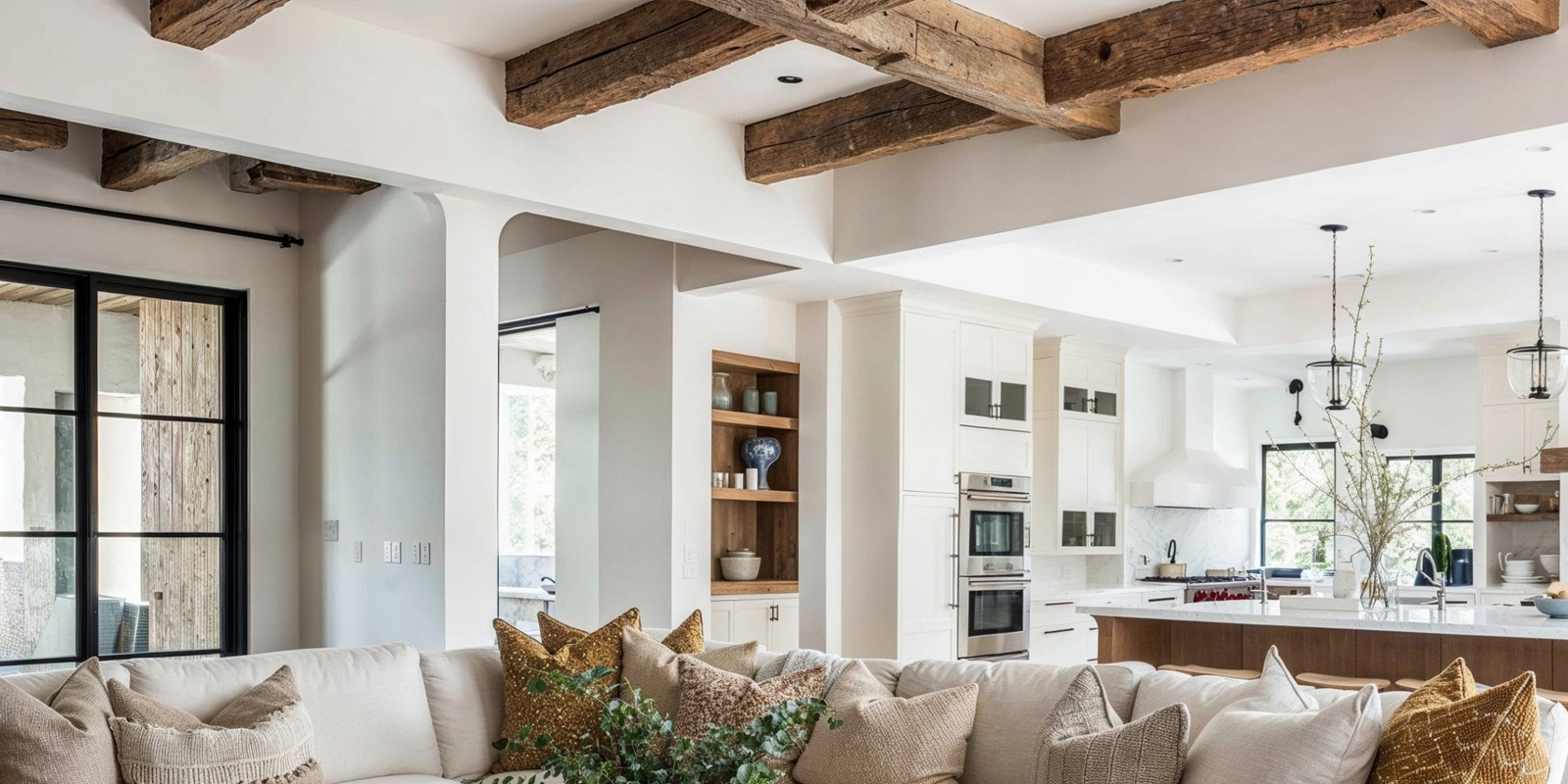 apartamento con vigas vistas y carpintería moderna reformado